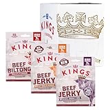 Kings - Beef Jerky and Biltong - Variety Case - High Protein Snacks, Marinated and Cooked Meat - 4 of Each Flavour - Bulk Box of 12 x 25 g Packs