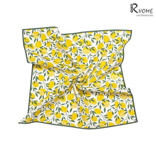 Image of R home Lemon Printed Cotton Table Napkins Set of 6 (40x40 cm / 16x16 Inches) Reusable & Machine Washable Cloth Napkins for Dining Table, Dinner, Parties & Cocktail Use