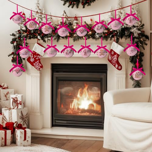 Decoración de Navidad rosa y bolas de decoración lindas de 1.18 pulgadas 4
