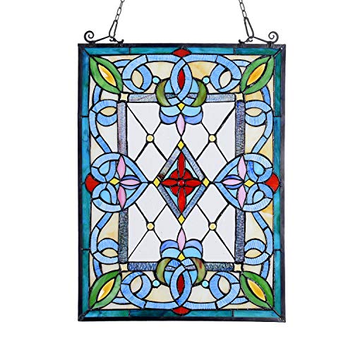 COTOSS Stained Glass Window Hangings, Victorian Stained Glass Panel, Tiffany Window Panel Hanging, Tiffany Glass Panel, Suncatcher, Tiffany Style Window Hanging