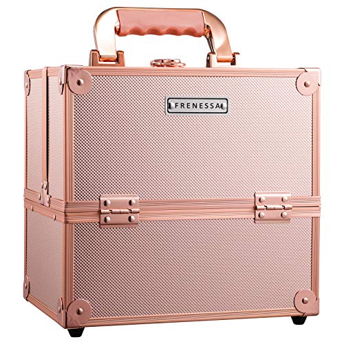 Kosmetikkoffer Schminkkoffer Leer Make up Koffer Alu Beauty Case Nagelkoffer Friseurkoffer Kosmetik Organizer Beauty Koffer, Rosegold