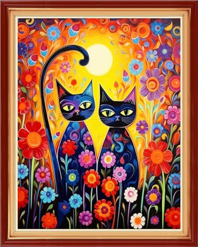 Image of Magxvouy Cross Stitch Kits Stamped Full Range of Embroidery Kits,Cross Stitch Patterns Needlework Kits for Beginners 11CT Printed Kits&Magical Cat 16x20 inch