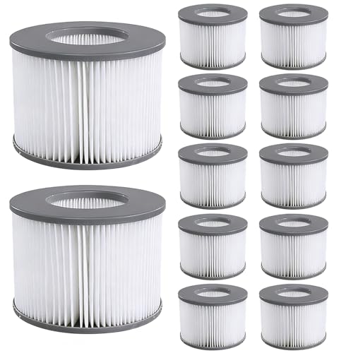 Wiecok 12er Set Ersatzfilter für MSPA Whirlpool-Filter-Kartuschen Filter für Whirlpoal für Heiße U-Boote und Spa für Aufblasbare Pools - Wasserfilter Modell ab 2020
