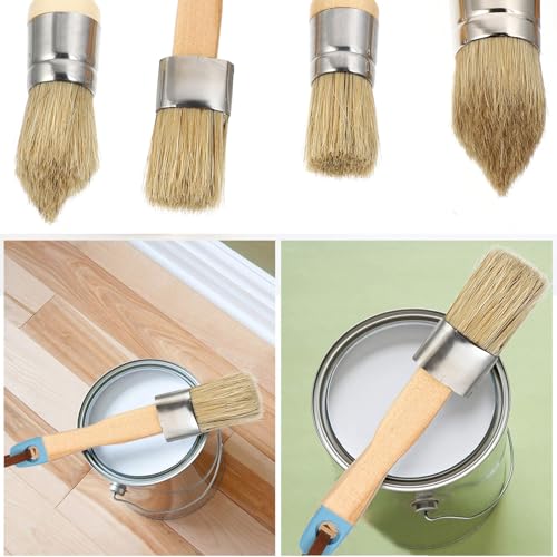 Juego de 4 pinceles para pintura de 25 cm con mango de madera PRETYZOOM 7