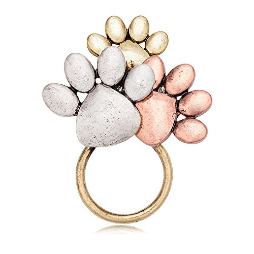 Image of Tri-colors Dog Paw Print Magnetic Badge Eyeglass Holder Brooch for Shirts