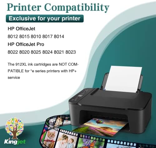 912 Ink Cartridges, for HP 912 912XL Ink Cartridges Multipack, New Chip High Yield, for OfficeJet Pro 8020 8010 8012 8024 8015 8022 8025 8014 8017 8021 8023 (Black Cyan Magenta Yellow), 4 Pack