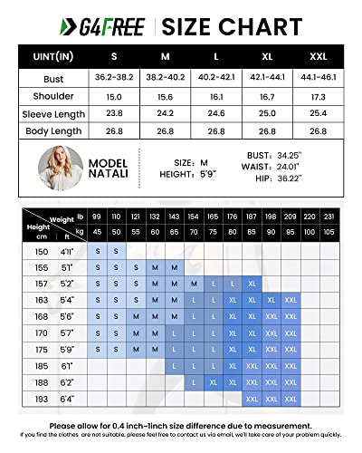 G4Free Women Long Sleeve Workout Tops White Comfort Breathable Hiking Gym Shirts Uv Shirts(White,M) #TOP5