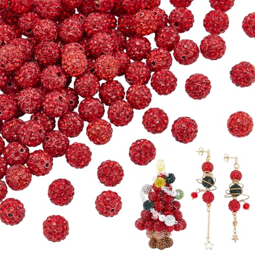 Cuentas redondas de diamantes de imitación rojos para diseñar tu propia bisutería de Navidad 2