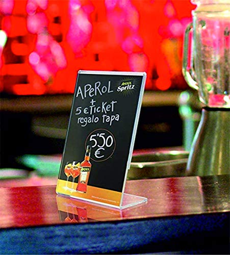Image of A-5 Acrylic Display Stand and Sign Holder L Shape Menu Display (A-5 Portrait) 8.5 inchx 6 inch Inches 3MM Imported Cast Acrylic Pack of 3