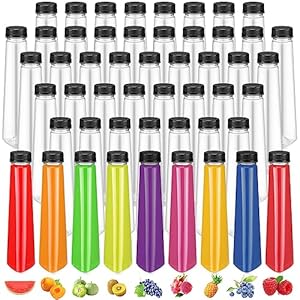 50 Pack 12oz Plastic Juice Bottles Clear Beverage Bottle with Tamper Evident Lids Empty Cone Fridge Bottles for Storing Homemade Juices, Milk, Water, Smoothies, Tea