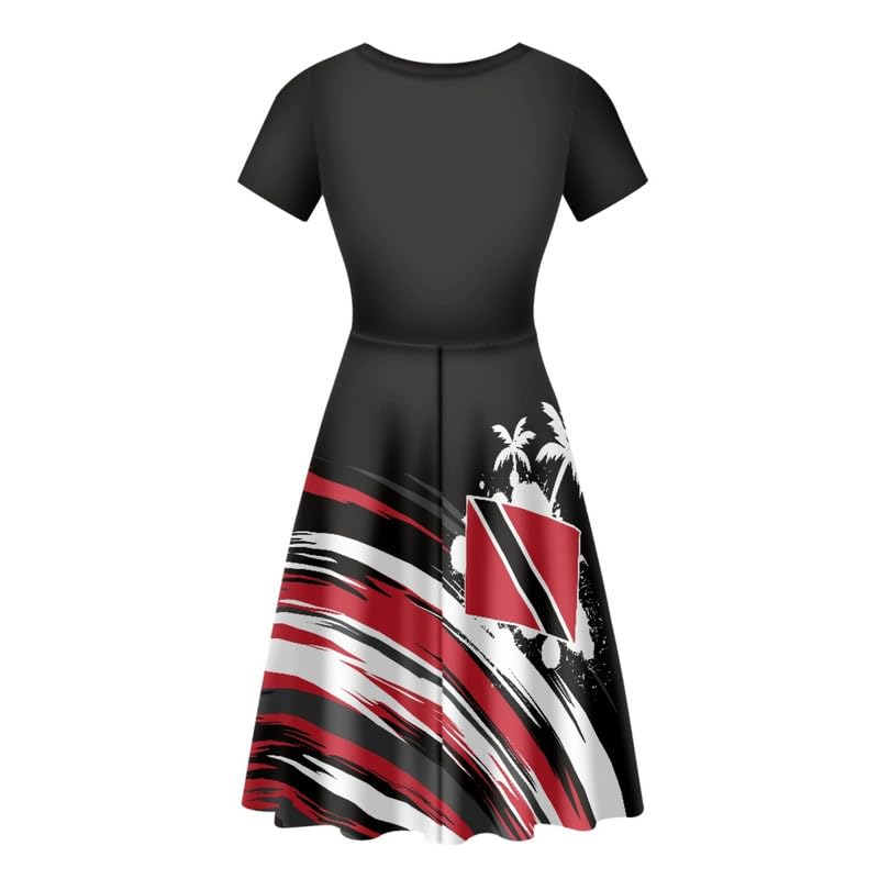 Image of Irisjudy T Shirt Dress for Women Short Sleeve Girls Short Sleeve Dress Plus Size, O Neck Knee Length Midi Dress for Ladies