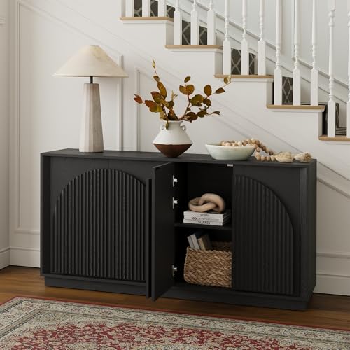 Image of win2win 65 inch Sideboard Buffet Cabinet with Storage, Modular Credenza, Black