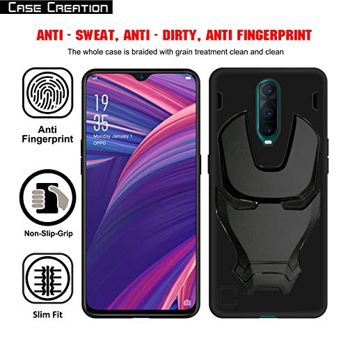 Image of COVERLY Official 3D Touch Feel Trending Avengers Logo Mask Soft Rugged Grip Silicone Iron Man Super Power Cartoon Movie Engraved Silicone Matte Back Cover for Oppo R17 Pro -HD Black
