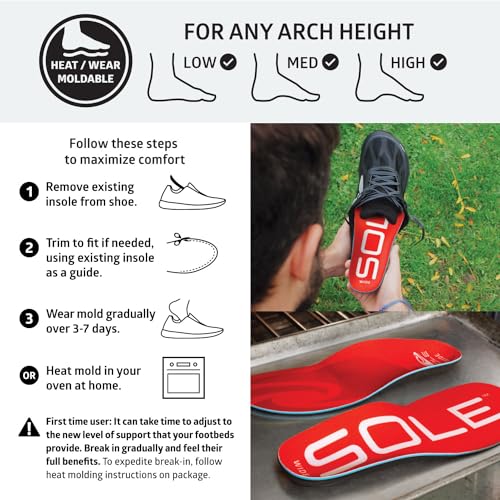 Image of SOLE Active Medium Insoles - Custom Moldable Orthotic Support for Any Arch Type, Plantar Fasciitis Relief - Multiple Sizes