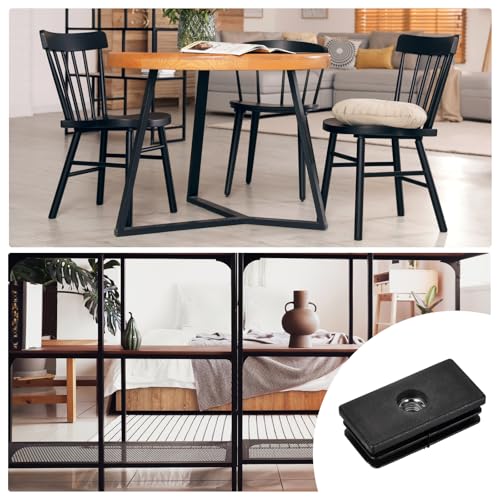 Image of Uxcell 8Pcs Inserts for Rectangle Tubes with M8 Thread, for 1.57 inchx0.79 inch OD Rectangle Tube, Black Plastic Plug Caster Insert Chair End Caps Furniture Leg Plug
