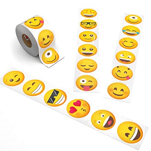 Emoticon Stickers for Kids - 1.5 Circles - Smile Stickers for School and Home Rewards Parties and More. Made in the USA by Kenco (1)