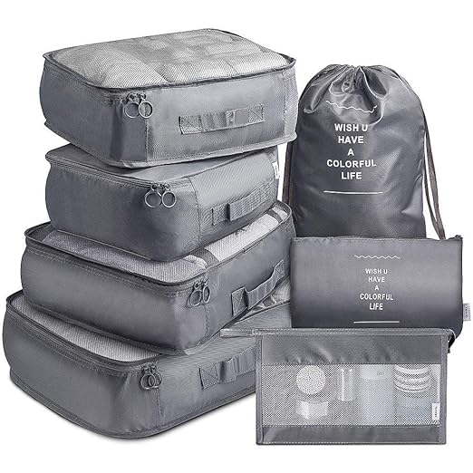 Grivaihi 7 Set Travel Organizer Bag/Packing Cubes/Bags for Luggage/Suitcases/Travel Accessories/Compression Storage Shoe Bag/Clothing Underwear for Man & Womenl Nylon (gray)-picture-15