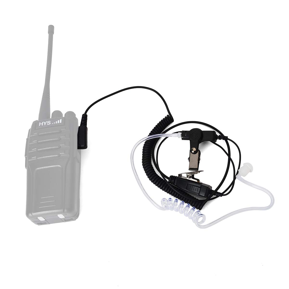 UAYESOK Pinganillo Walkie Talkie, Auriculares 2 Pines Transparente Tubo Acústico con Micrófono PTT para Emisora Radio Baofeng UV-5R 888S GT-3 UV-82 Kenwood TK-3107 TK-3301 RETEVIS WOUXUN (2 Piezas)