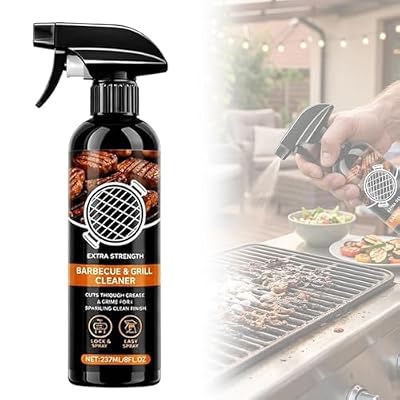 ROVIA Grill Cleaner Spray for Outdoor Grill, Heavy Duty BBQ Grill Cleaner Spray for Grates and Racks, All Purpose Kitchen Grease Remover for Griddle, Oven, Stovetop and Countertops (8oz*1)
