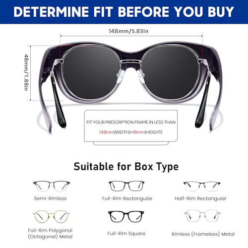 Image of Xfeel Polarized Over Glasses Sunglasses for Women Fitover Sun Glasses | Sunglasses that Fit Over Glasses, UV400 Protection, Outdoor Driving Shades, Over Reading /Prescription Glasses Sunglasses