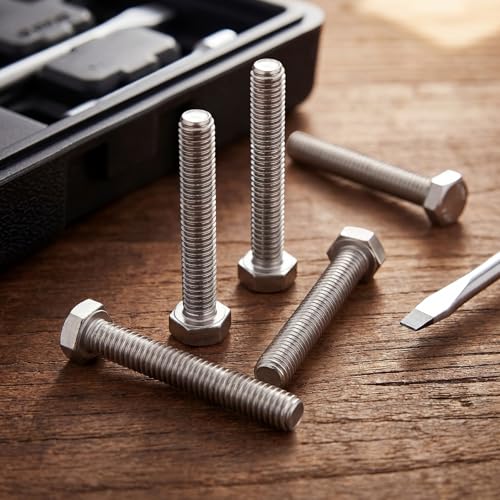 Image of Zonon 50 Pcs 3 /8-16 x 2 Hex Head Screw Bolt 18-8 (304) Stainless Steel Hexagon Bolts, Fully Threaded, Plain Finish, External Hex Drive (Silver)