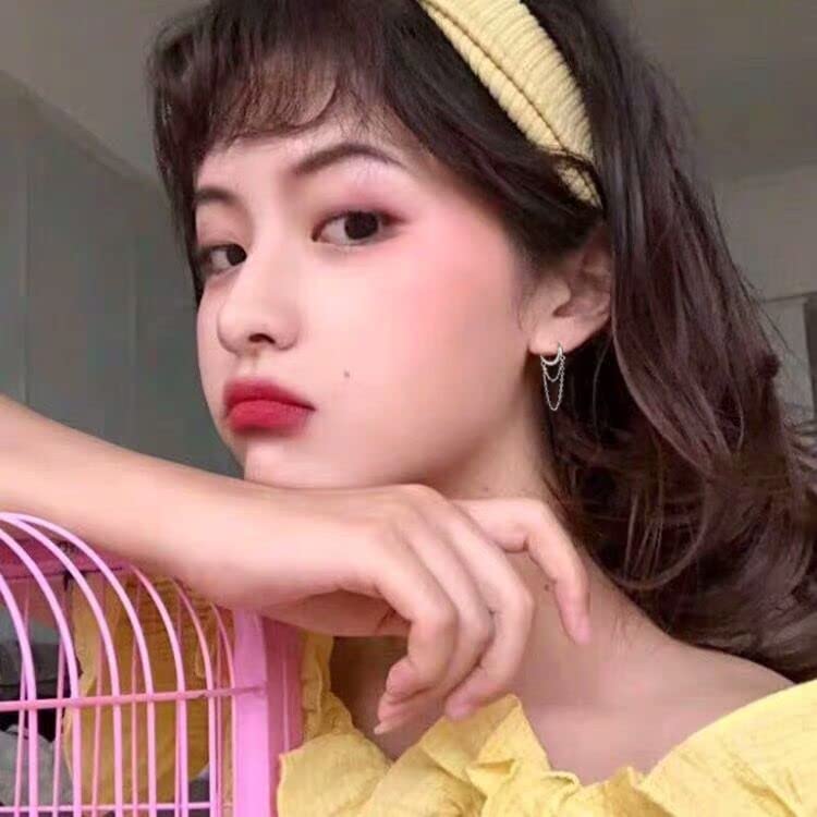 Tassel Chain Drop Dangle Small Hoop Earrings for Women Girls 925 Sterling Silver Huggie Helix Cartilage Tragus Daith Piercing Cuff Minimalist Fashion Personalized Punk Jewelry3