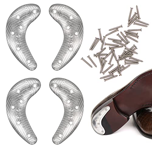 GOETOR Heel Plates 4 PCS Metal Shoes Heel Taps Tips Repair Pad Replacement with Nails