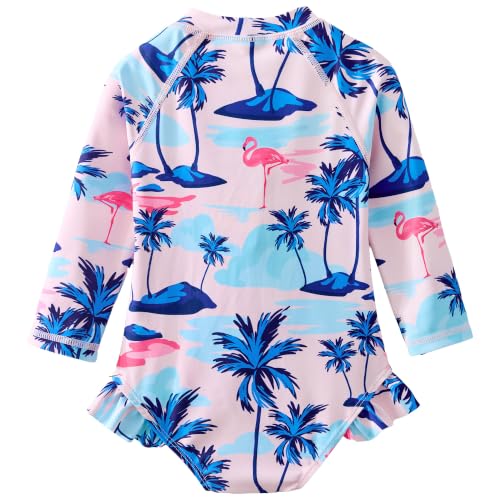 Image of Baby Girls' One Piece Swimsuit Long Sleeve Rash Guard Swimwear