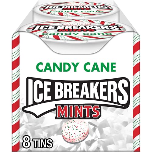 ICE BREAKERS Candy Cane, Christmas Stocking Stuffer Sugar Free Breath Mints Tins, 1.5 oz (8 Count)