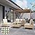 Grand patio 5-Piece Wicker Patio Furniture Set, Outdoor Sectional Conversation Sofa Couch Set with Beige Cushions Thickened Water Resistant Cushions and Glass Table for Lawn, Garden, Backyard