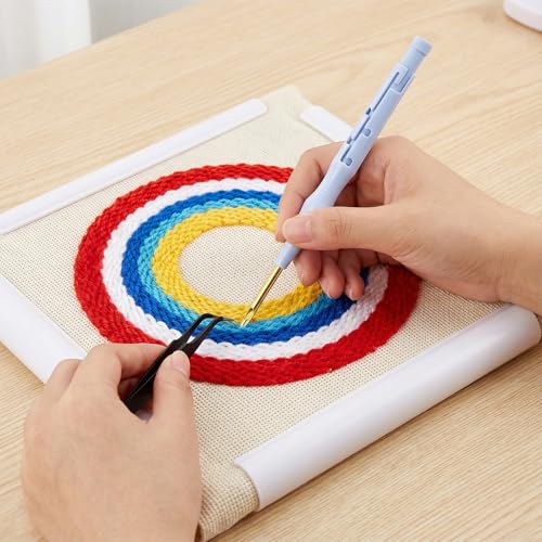 2 Pack Adjustable Punch Needle Tool, Punch Needle Embroidery Pen with Threader Needles for Beginner DIY Craft Stitching Applique Embellishment - Thumbnail 4