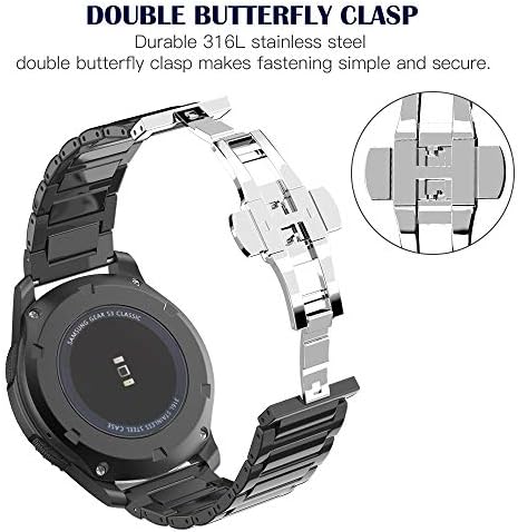 Amazon Com Moko Band Compatible With Samsung Galaxy Watch 3 45mm Watch 46mm Gear S3 Frontier Classic Huawei Watch Gt2 Pro Gt 2e Gt 46mm Gt2 46mm Ticwatch Pro 3 22mm Stainless Steel Ceramics Link Strap Spacegray Cell Phones Accessories