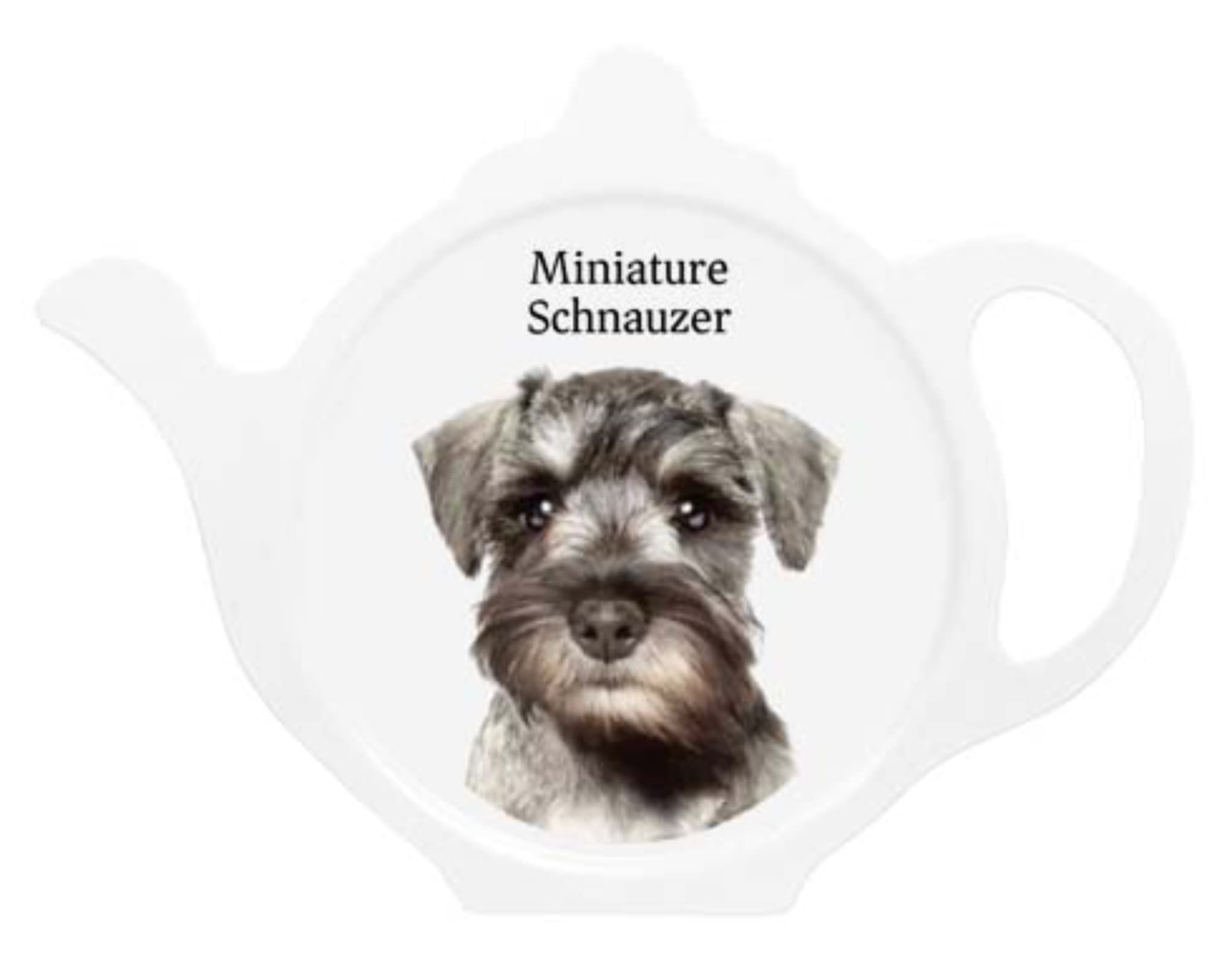 Car-Pets Ltd White Miniature Schnauzer Dog Teabag Tidy Rest For Teaspoons And Used Tea Bags Width: 12.5Cm Height: 9.5Cm Depth: 0.5Cm