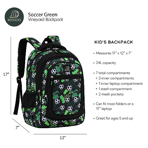 Boys' School Backpack | Vineyard Collection | Soccer Green | 17” Height 24L | Ideal for Teens3