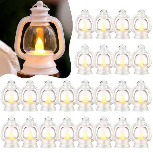Ferraycle 24 Pcs Mini Lantern Decor 4 Inch Western Lantern Table Centerpiece Small Vintage Camping...