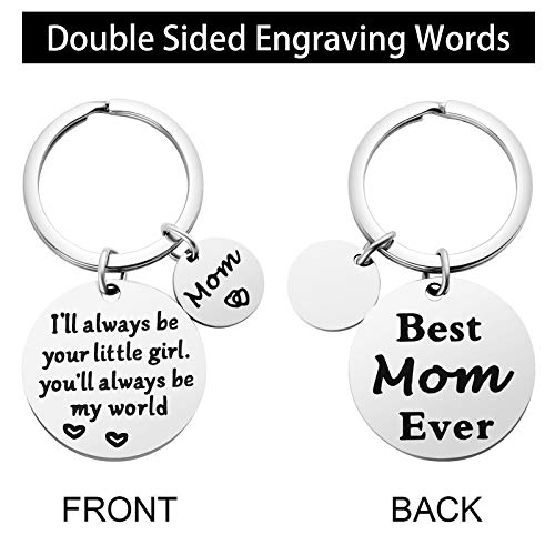 Mother’s Day Gifts, Mom Gifts From Daughter For Birthday, I'll Always Be Your Little Girl, You Will Always Be My World, Best Mom Ever Keychain From Kids Baby For Mom Valentine’s Day Christmas Gifts #TOP1