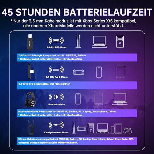 AOC Kabelloses Gaming-Headset mit Mikrofon für PC, PS5, PS4 und Switch – Ansicht 6