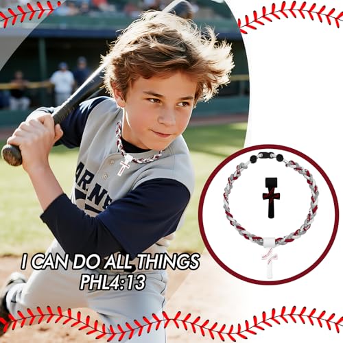 Collar de béisbol con cruz Flongo para niños cuerda trenzada triple de 33 cm 6