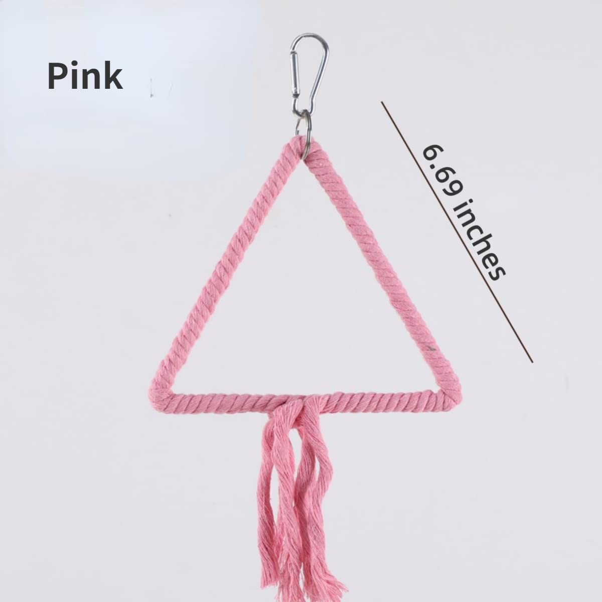 Bird Toys Metal Cotton Rope Swing Bird Toys Colorful Parrot Perch Swings Toys Balanced Triangle Shape Parrot Cage Toys Bird Hanging Swing Ladder Chewing Toys for Cockatiel Cockatoo Conure (Pink)