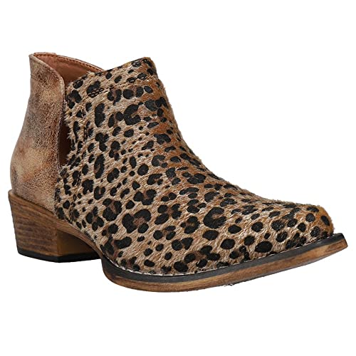 Image of ROPER Womens Ava Leopard Snip Toe Casual Boots Ankle Low Heel 1-2 inch