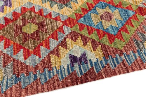 Tapis d'Orient Kilim Afghan authentique de 109x197 tissage main laine