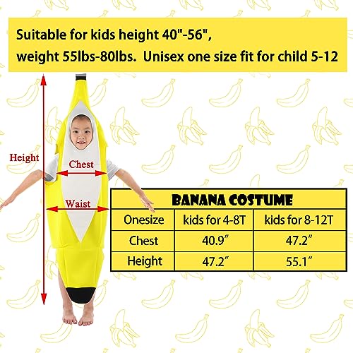 Besutolife Kids Banana Costume for Boys Girls Halloween Costumes Role Play Costume for Kids Light Weight Banana Dress Up 4-8T - image 4