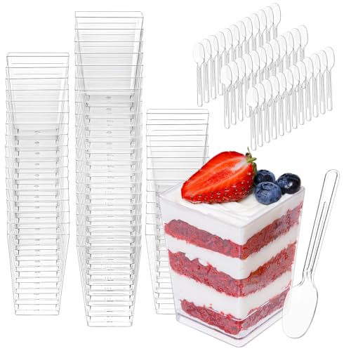 YVCVQKUC Lot de 50 coupes à dessert avec 50 cuillères, coupes à d...