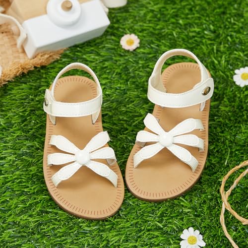 Image of Felix & Flora Toddler Girl Sandals - Flower Girl Dress Shoes Open Toe Little Kid Flats