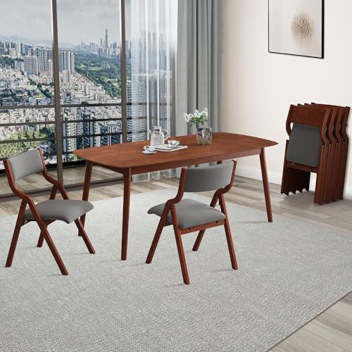 Ball & Cast Foldable Chair with Padded Seat,Wooden Portable Folding Dining Chair W/Ergonomically Designed Back and Cushion,Easy Carry,No Assembly Required,for Kitchen,Set of 2,Grey+Cherry by Ball & Cast - Image 8