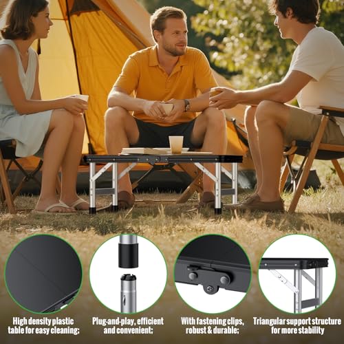 Table de camping pliable GARLLEN, hauteur réglable et plateau imperméable - 7