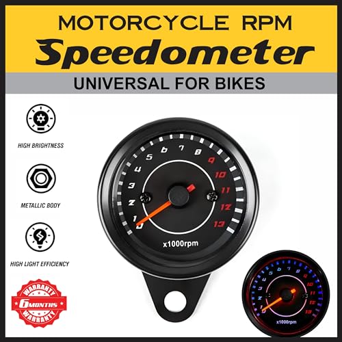 Image of MIKANIX Motorcycle Analog RPM Speedometer With LED Backlight Universal For All Bikes