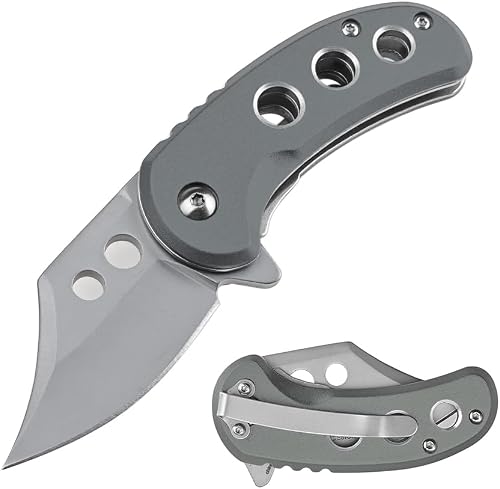 MTECH USA Folding Pocket Knife, 5.25'' Overall Length, 2.25'' Satin Blade, Grey Aluminum Handle, EDC, Rescue, Camping - MT-A2039GY