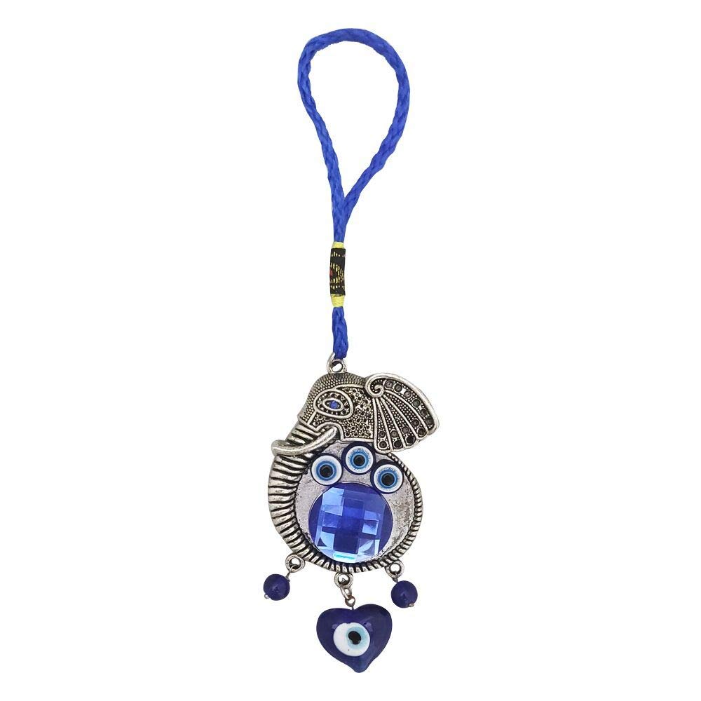 Hindu God Ganesha Hamsa Buri Nazar Battu Evil Eye Decor Car Rear View Mirror Gift Accessories/Good Luck Charm Protection from Negativity Interior Home/Office/Door/Wall Hanging Showpiece