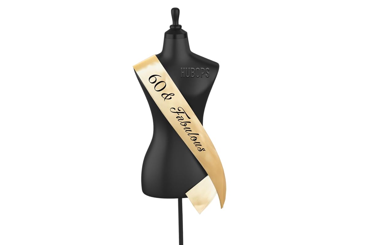 Hubops 60 & Fabulous Sash Gold for Men and Women Birthday /60th Birthday Sash